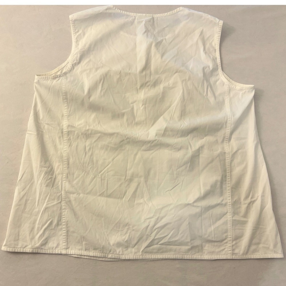 J. Jill White Shirt Collection Sleeveless Button Front Blouse Cotton Blend L - Picture 5 of 6